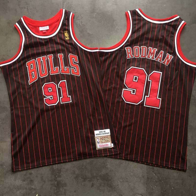 Chicago Bulls 1995/96 Black #91 RODMAN Classics Basketball Jersey (Closely Stitched)