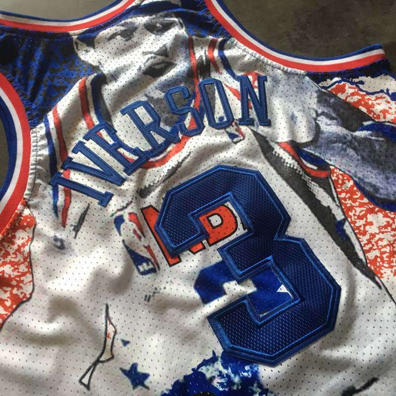 Philadelphia 76ers 2003 White #3 IVERSON ALL-STAR Classics Basketball Jersey (Closely Stitched)