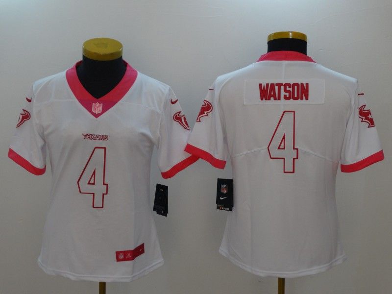 Houston Texans #4 WATSON White Fashion Women NFL Jersey