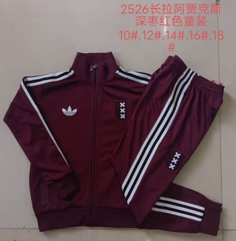 Kids AAA Quality Ajax 24/25 Red Soccer Tracksuit