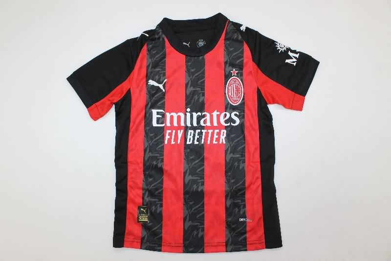 Kids AC Milan 25/26 Home Soccer Jersey And Shorts