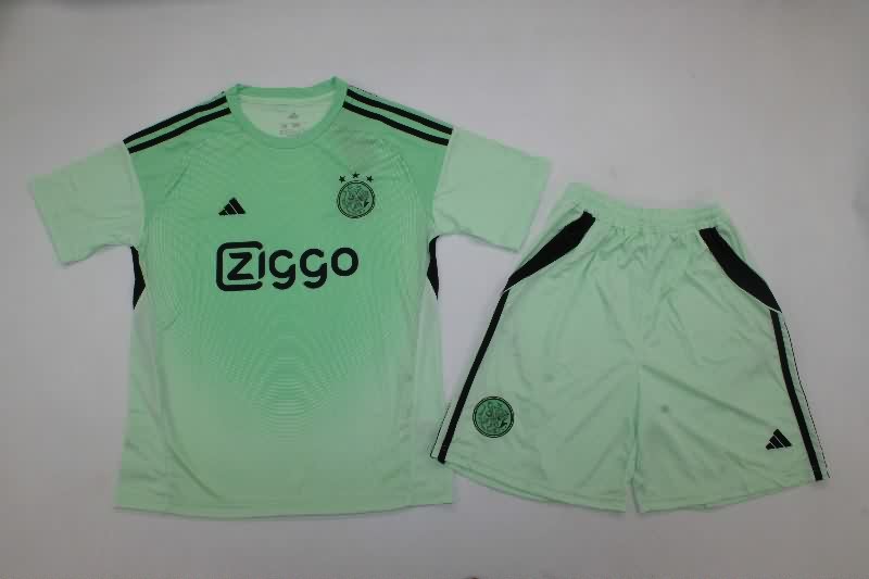 Kids Ajax 25/26 Goalkeeper Green Soccer Jersey And Shorts