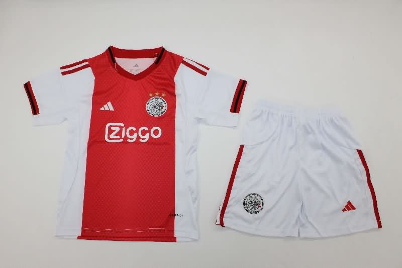 Kids Ajax 25/26 Home Soccer Jersey And Shorts