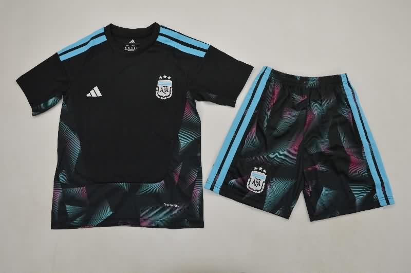 Kids Argentina 2026 World Cup Goalkeeper Black Soccer Jersey And Shorts