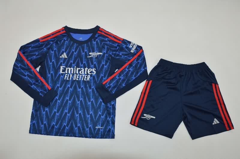 Kids Arsenal 25/26 Away Long Sleeve Soccer Jersey And Shorts