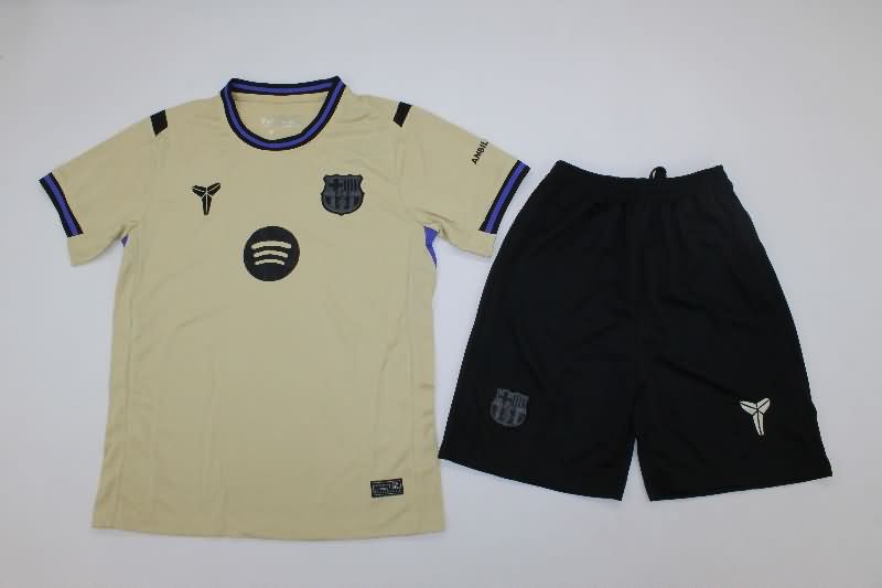 Kids Barcelona 25/26 Away Soccer Jersey And Shorts Leaked