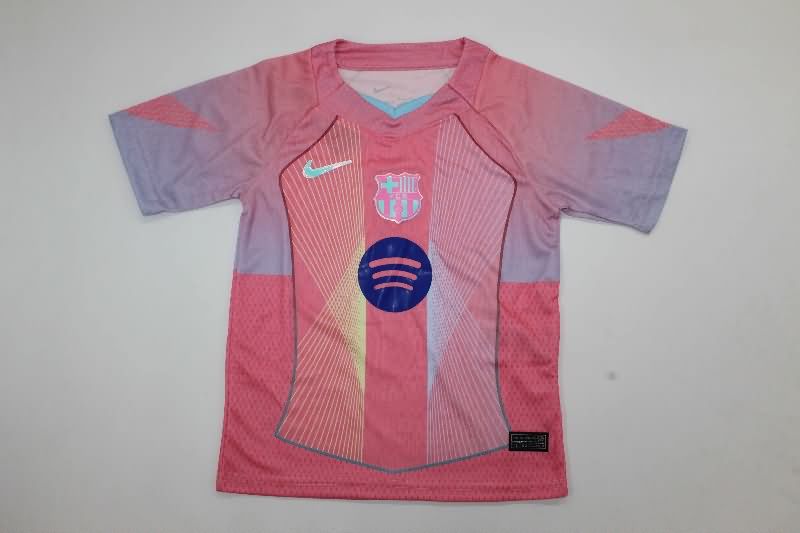 Kids Barcelona 25/26 Training Soccer Jersey And Shorts 02