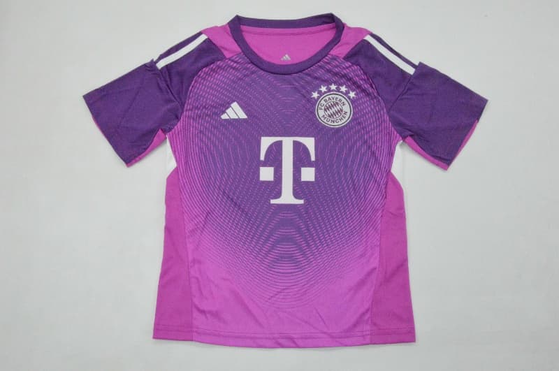 Kids Bayern Munich 25/26 Goalkeeper Purple Soccer Jersey And Shorts
