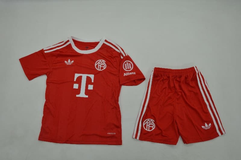 Kids Bayern Munich 25/26 Goalkeeper Red Soccer Jersey And Shorts