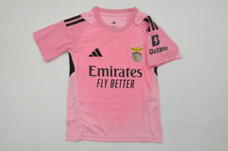 Kids Benfica 25/26 Goalkeeper Pink Soccer Jersey And Shorts