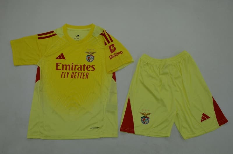 Kids Benfica 25/26 Goalkeeper Yellow Soccer Jersey And Shorts