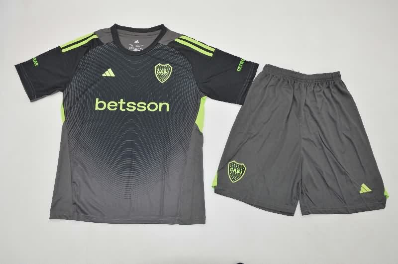 Kids Boca Juniors 25/26 Goalkeeper Black Soccer Jersey And Shorts
