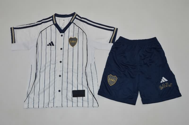 Kids Boca Juniors 25/26 Travel White Soccer Jersey And Shorts