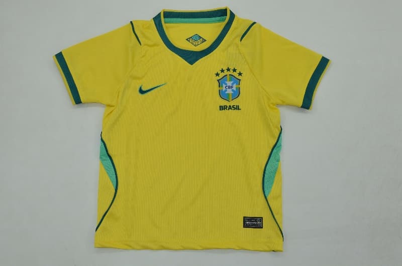 Kids Brazil 2026 Home Soccer Jersey And Shorts
