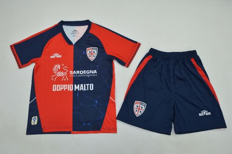 Kids Cagliari 25/26 Home Soccer Jersey And Shorts