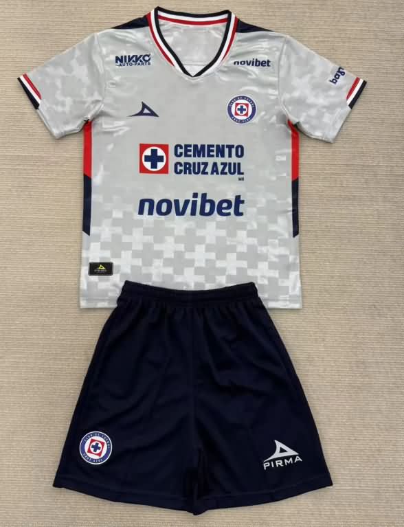 Kids Cruz Azul 25/26 Away Soccer Jersey And Shorts
