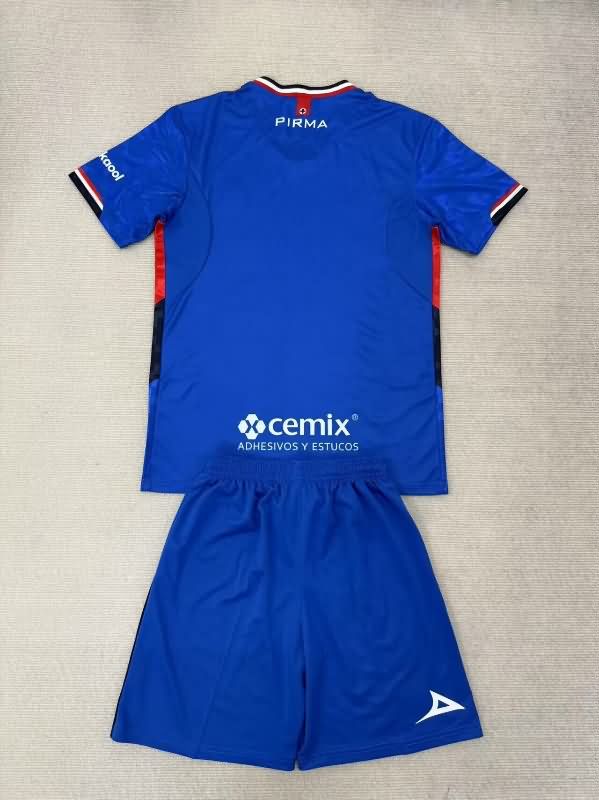 Kids Cruz Azul 25/26 Home Soccer Jersey And Shorts