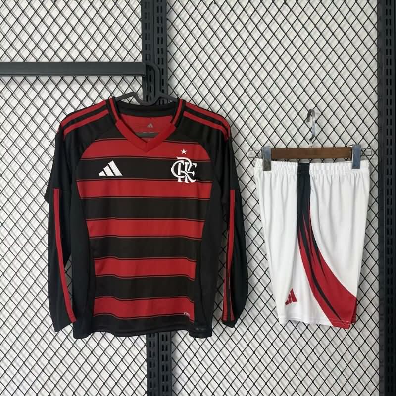 Kids Flamengo Soccer Jersey Home Long Sleeve Replica 2025
