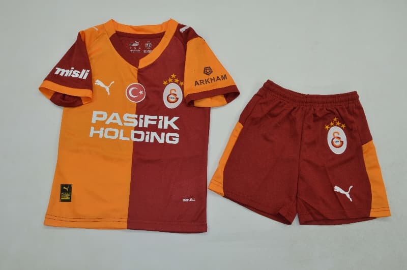 Kids Galatasaray 25/26 Home Soccer Jersey And Shorts