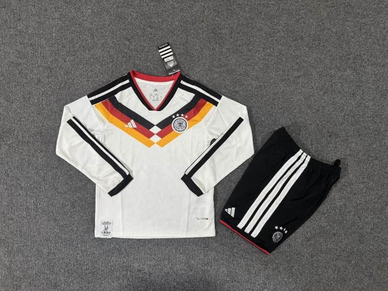 Kids Germany 2026 World Cup Home Long Sleeve Soccer Jersey And Shorts