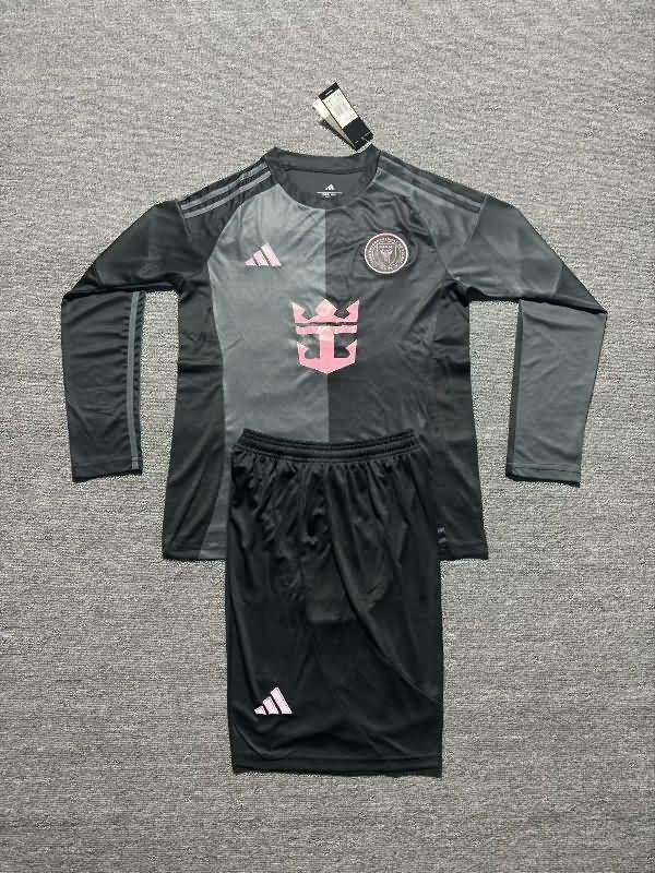 Kids Inter Miami 2025 Away Long Sleeve Soccer Jersey And Shorts