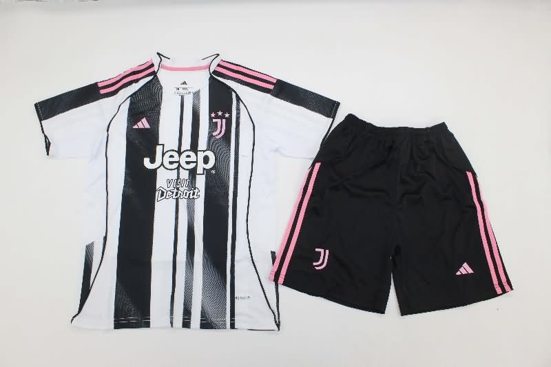 Kids Juventus 25/26 Home Soccer Jersey And Shorts