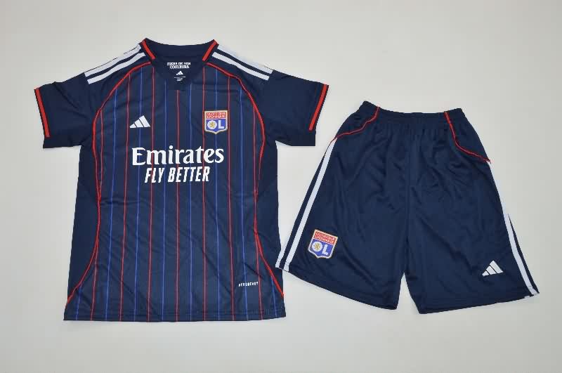 Kids Lyon 25/26 Away Soccer Jersey And Shorts