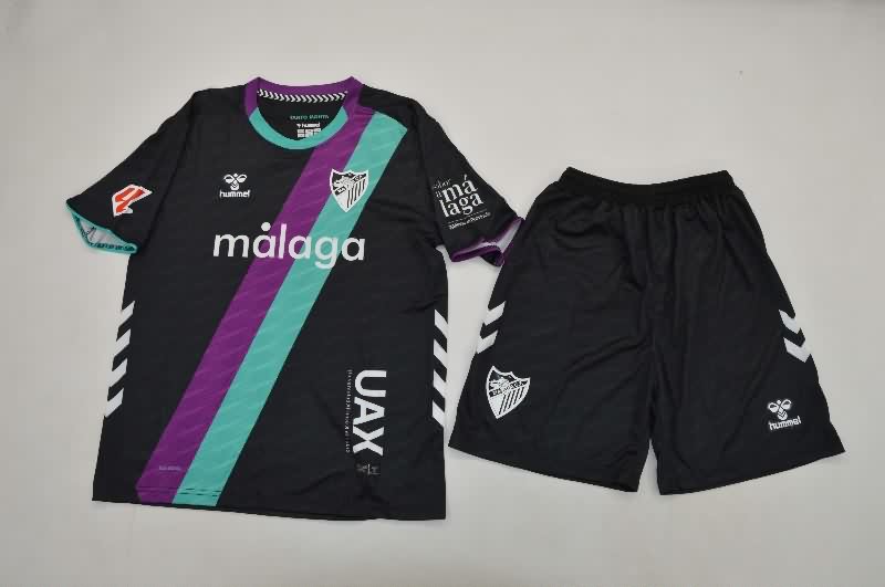 Kids Malaga 25/26 Away Soccer Jersey And Shorts
