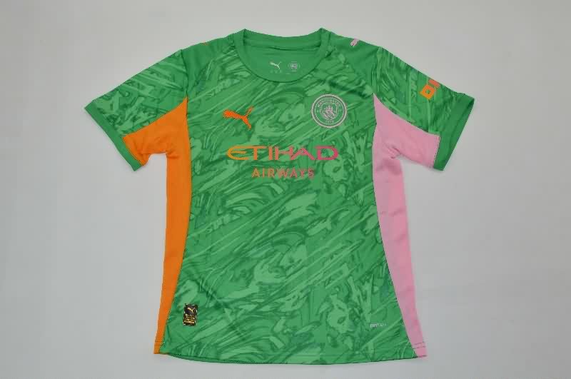 Kids Manchester City 25/26 Goalkeeper Green Soccer Jersey And Shorts