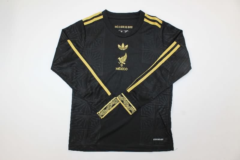 Kids Mexico 2025 Gold Cup Black Long Sleeve Soccer Jersey And Shorts