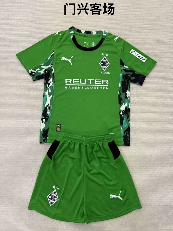 Kids Monchengladbach 25/26 Away Soccer Jersey And Shorts