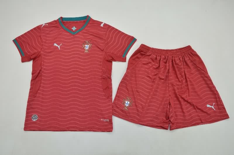 Kids Portugal 2026 World Cup Home Soccer Jersey And Shorts