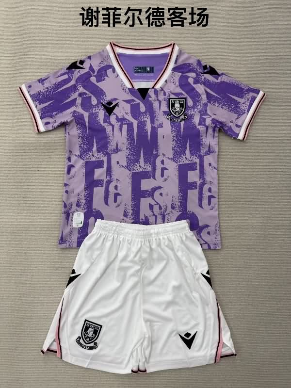 Kids Sheffield Wednesday 25/26 Away Soccer Jersey And Shorts