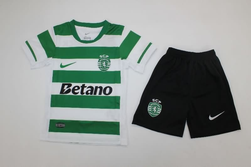 Kids Sporting Lisbon 25/26 Home Soccer Jersey And Shorts