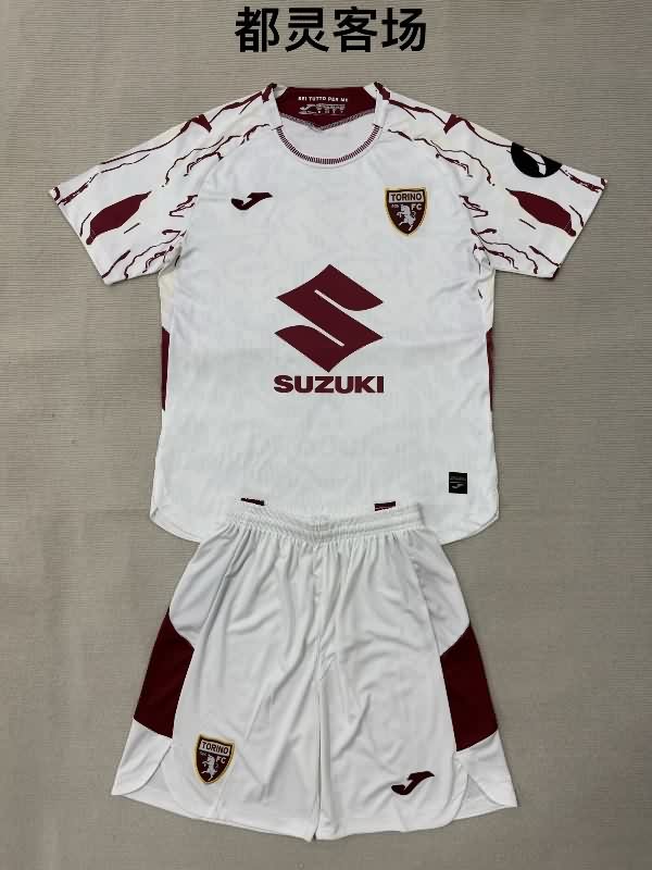 Kids Torino 25/26 Away Soccer Jersey And Shorts