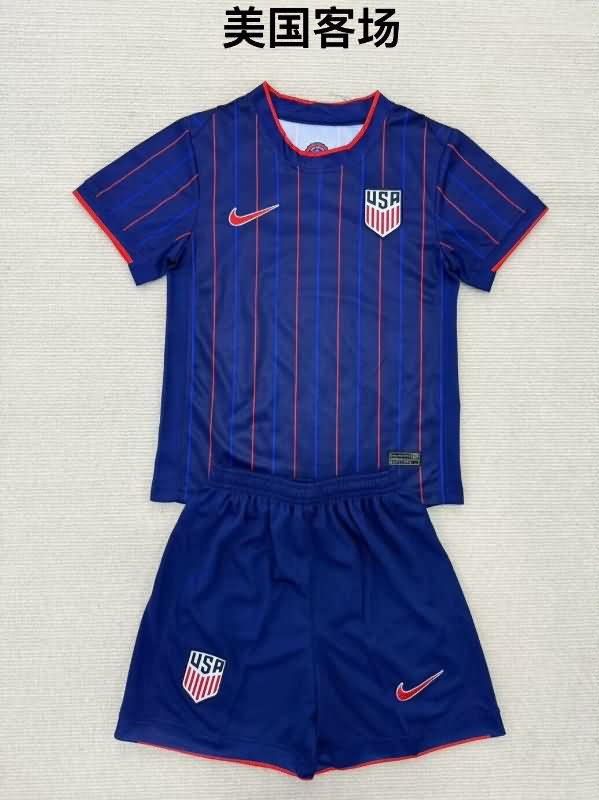 Kids USA 2025 Away Soccer Jersey And Shorts