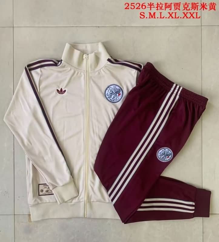 AAA Quality Ajax 25/26 Light Yellow Soccer Tracksuit 02