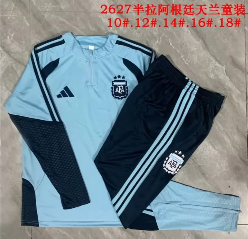 Kids AAA Quality Argentina 2026 Light Blue Soccer Tracksuit 02