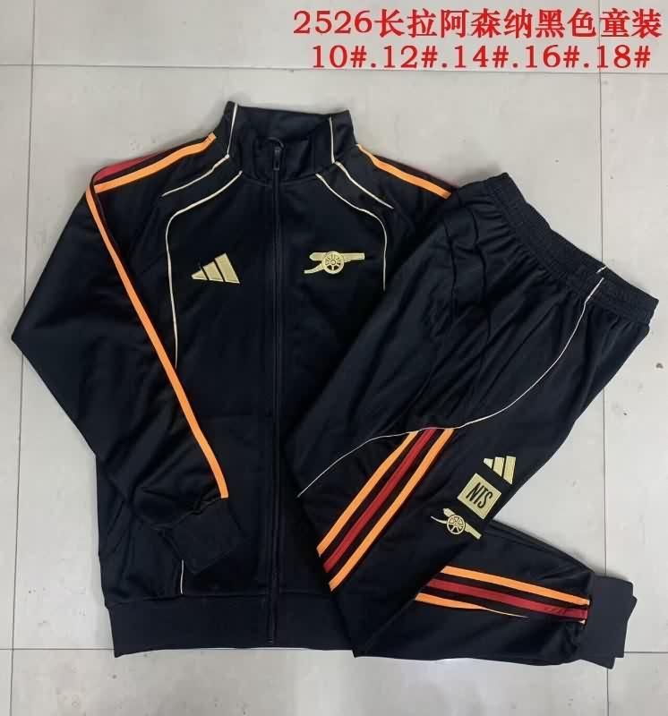 Kids AAA Quality Arsenal 25/26 Black Soccer Tracksuit 02