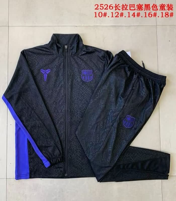 Kids AAA Quality Barcelona 25/26 Black Soccer Tracksuit 02