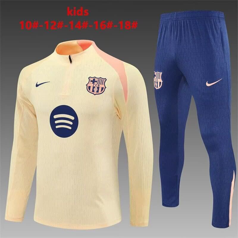 Kids AAA Quality Barcelona 25/26 Yellow Soccer Tracksuit