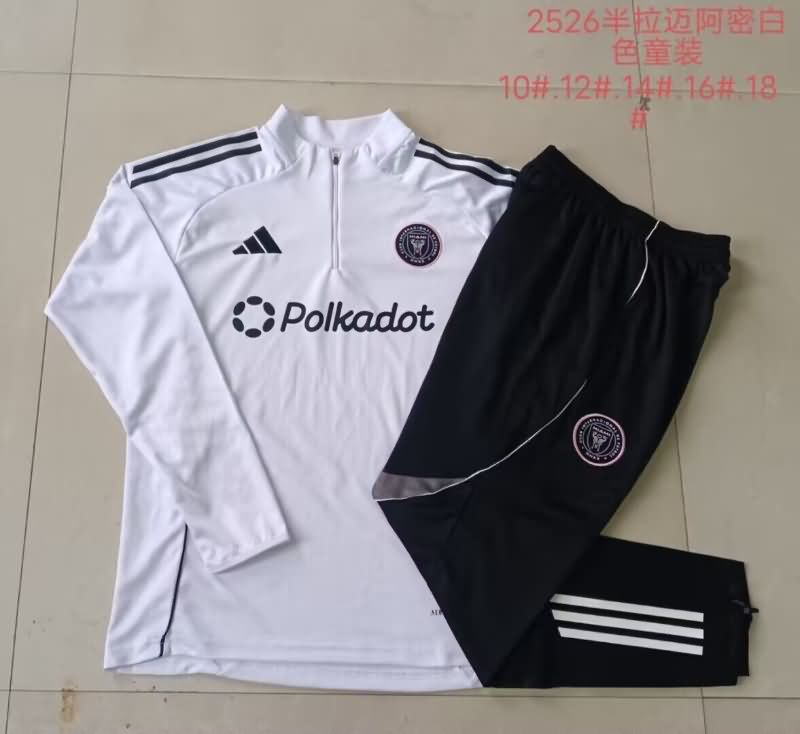 Kids AAA Quality Inter Miami 2025 White Soccer Tracksuit