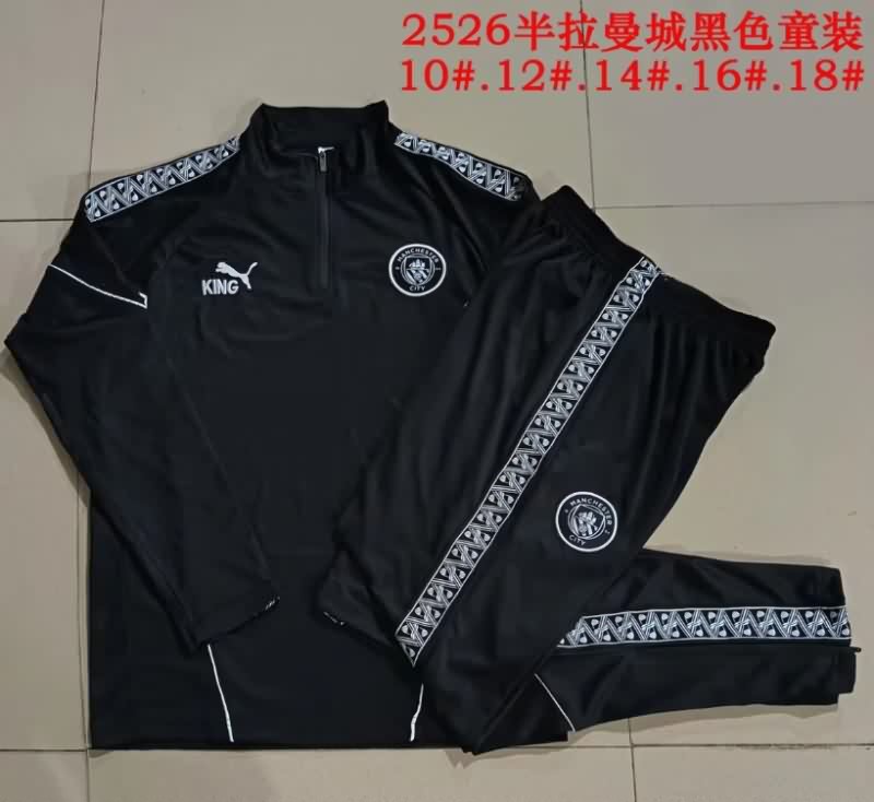 Kids AAA Quality Manchester City 25/26 Black Soccer Tracksuit 02