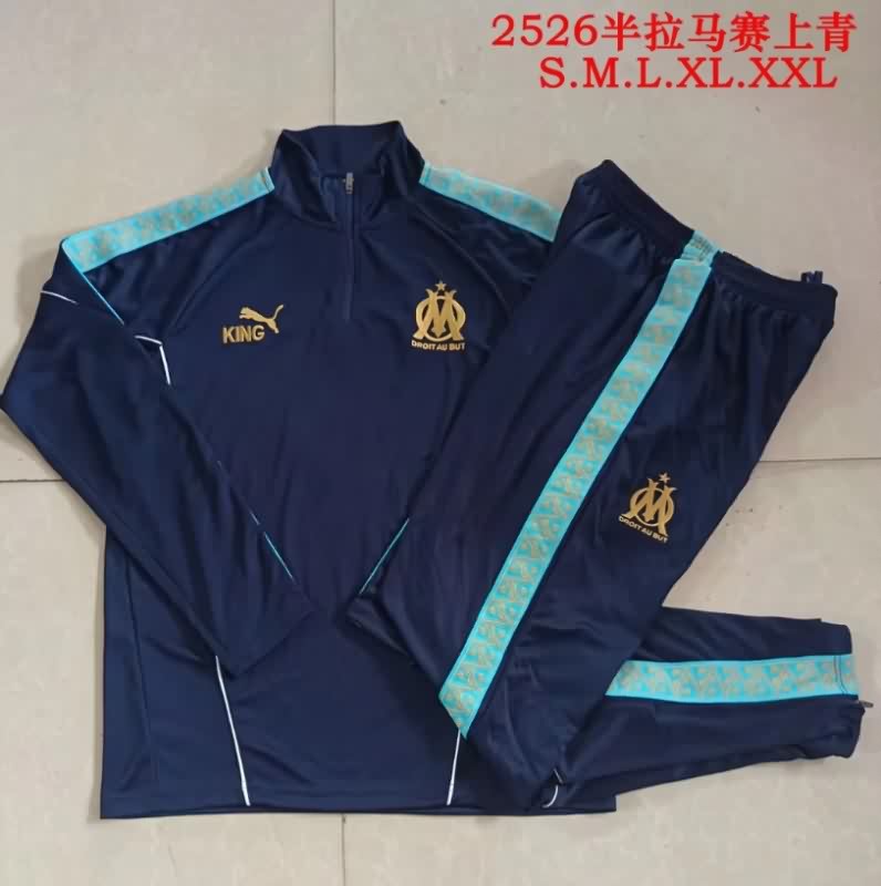 AAA Quality Marseilles 25/26 Dark Blue Soccer Tracksuit 03