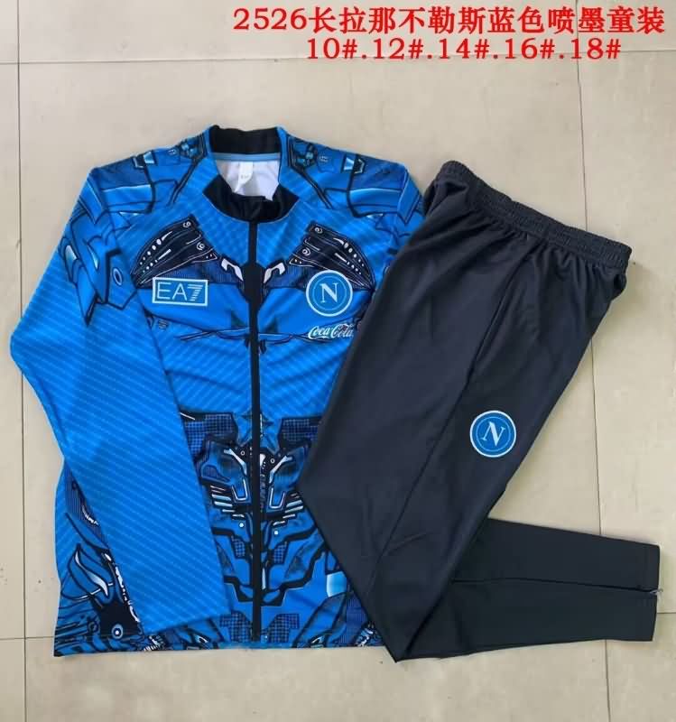 Kids AAA Quality Napoli 25/26 Blue Soccer Tracksuit 02