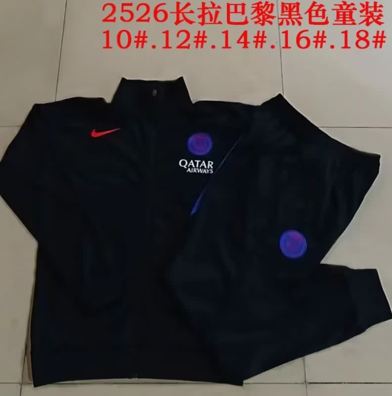 Kids AAA Quality Paris St German 25/26 Black Soccer Tracksuit 07