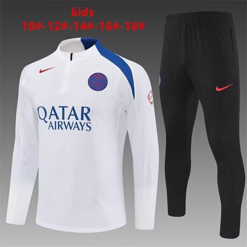 Kids AAA Quality Paris St German 25/26 White Soccer Tracksuit 02