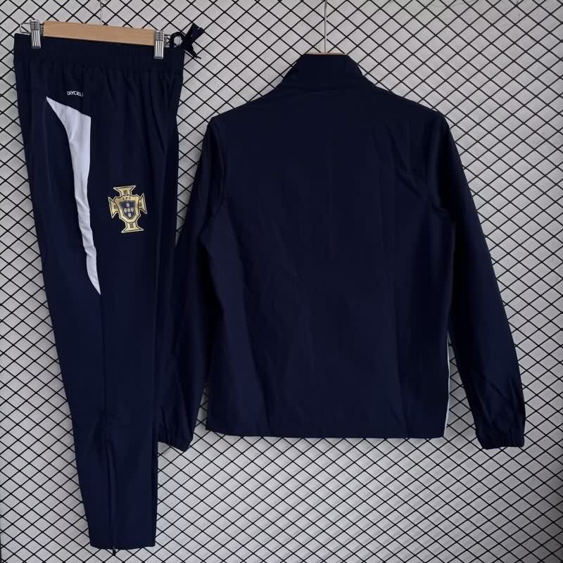AAA Quality Portugal 2025 Dark Blue Soccer Tracksuit 02