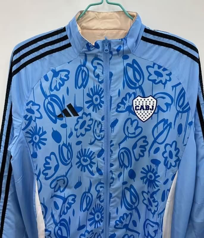 AAA Quality Boca Juniors 25/26 Blue Grey Reversible Soccer Windbreaker