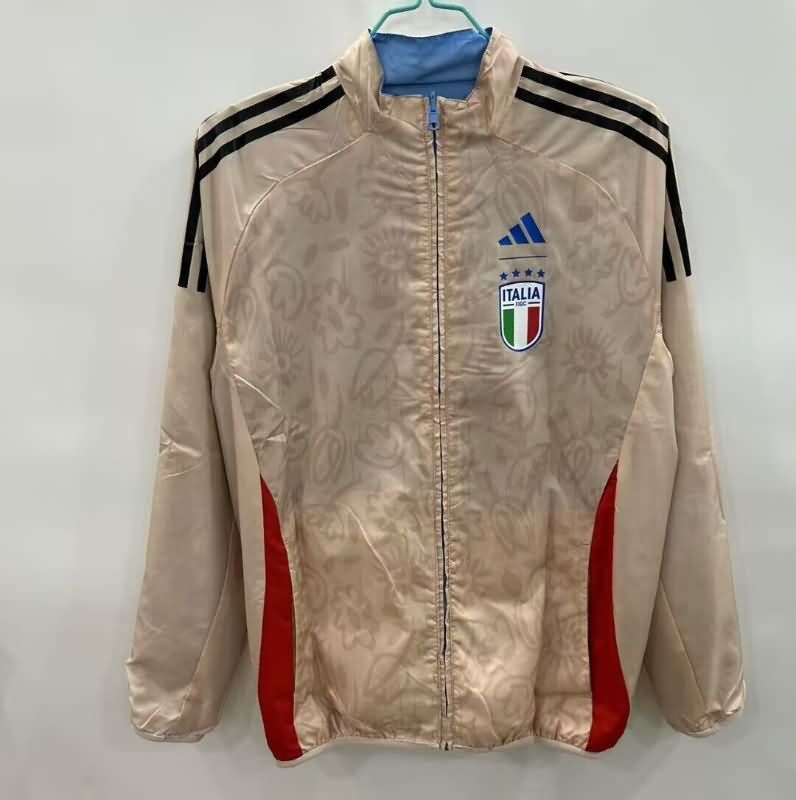 AAA Quality Italy 2025 Blue Grey Reversible Soccer Windbreaker